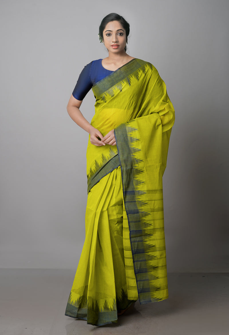 Mehindi Green Pure  Handloom Superfine Bengal Cotton Saree-UNM69635