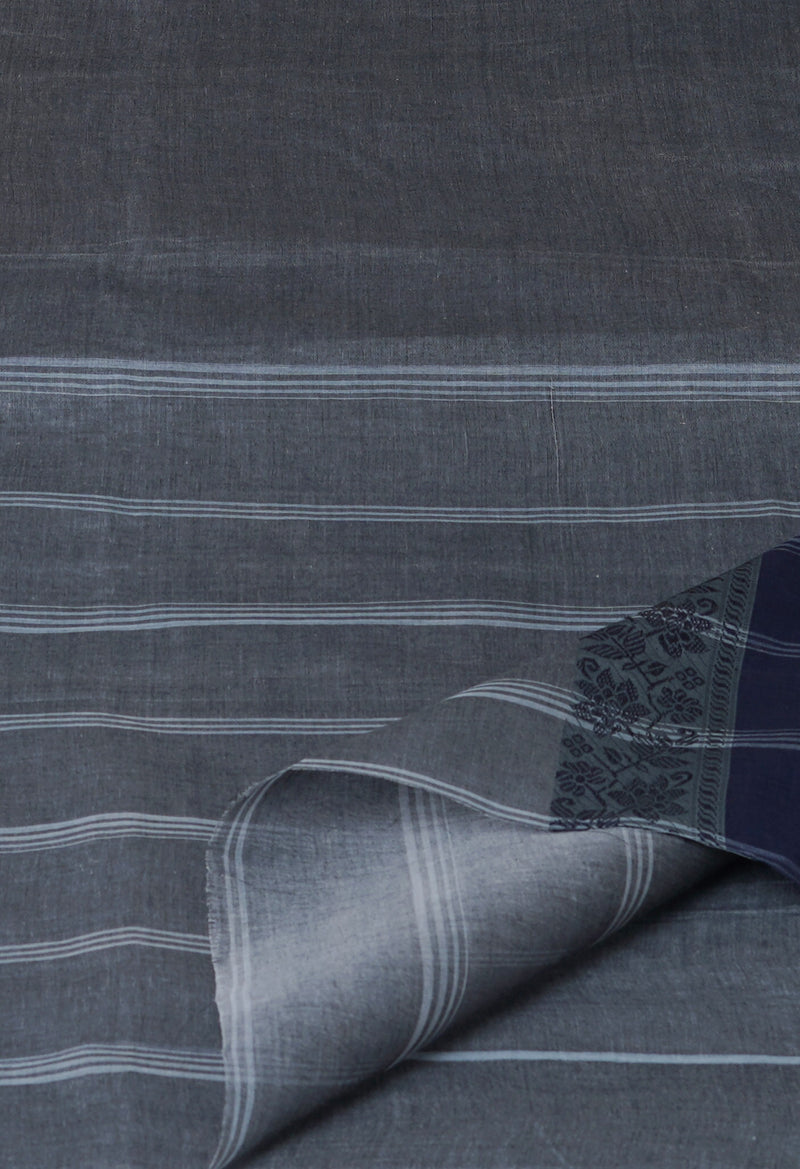 Grey Pure  Handloom Superfine Bengal Cotton Saree-UNM69636