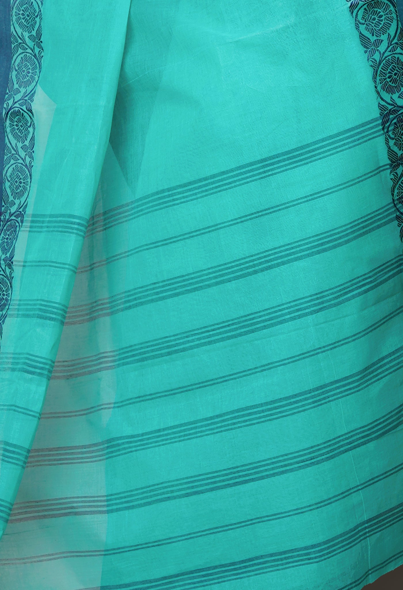 Turquoise Blue Pure  Handloom Superfine Bengal Cotton Saree-UNM69645