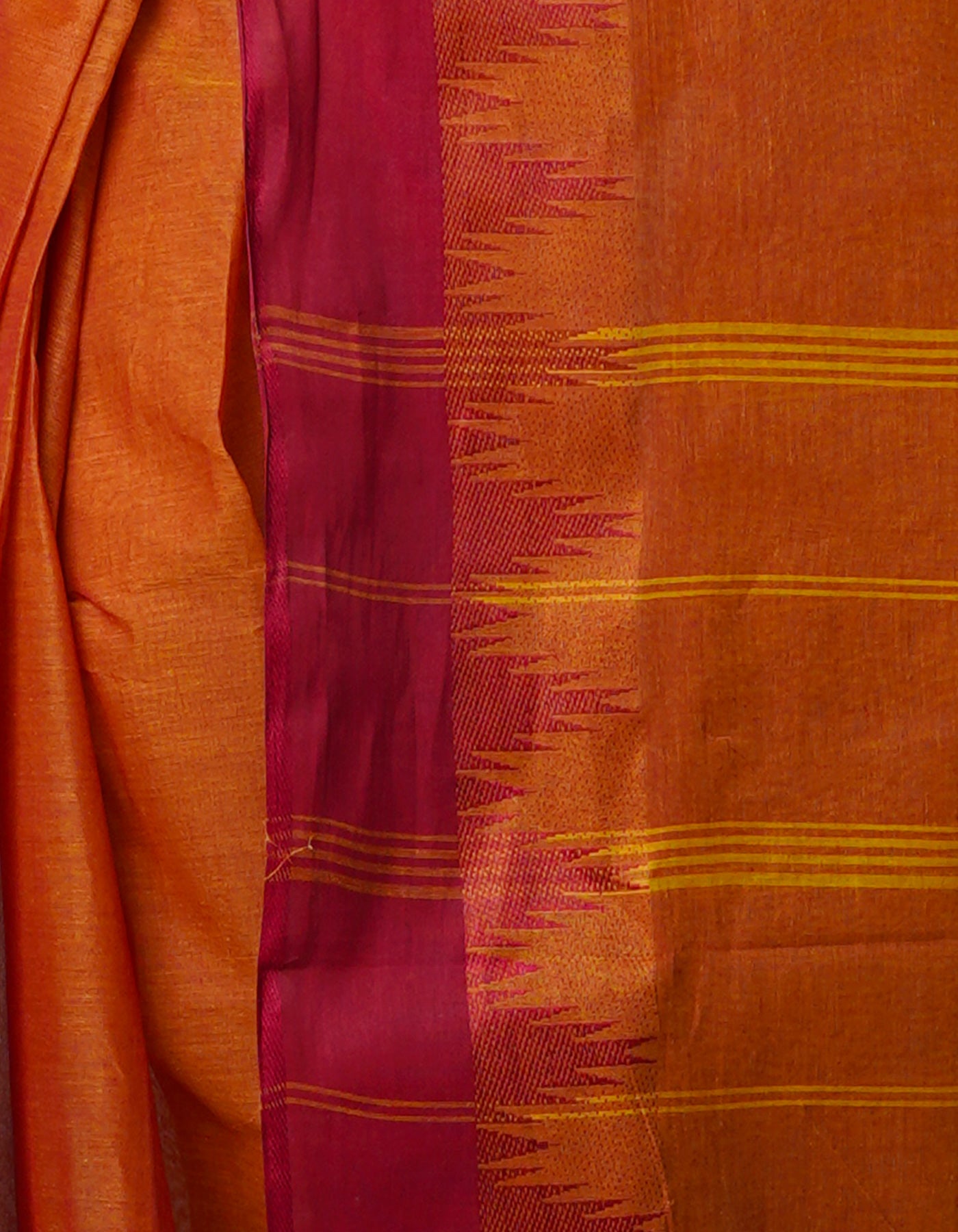 Rust Orange Pure  Handloom Superfine Bengal Cotton Saree-UNM69648
