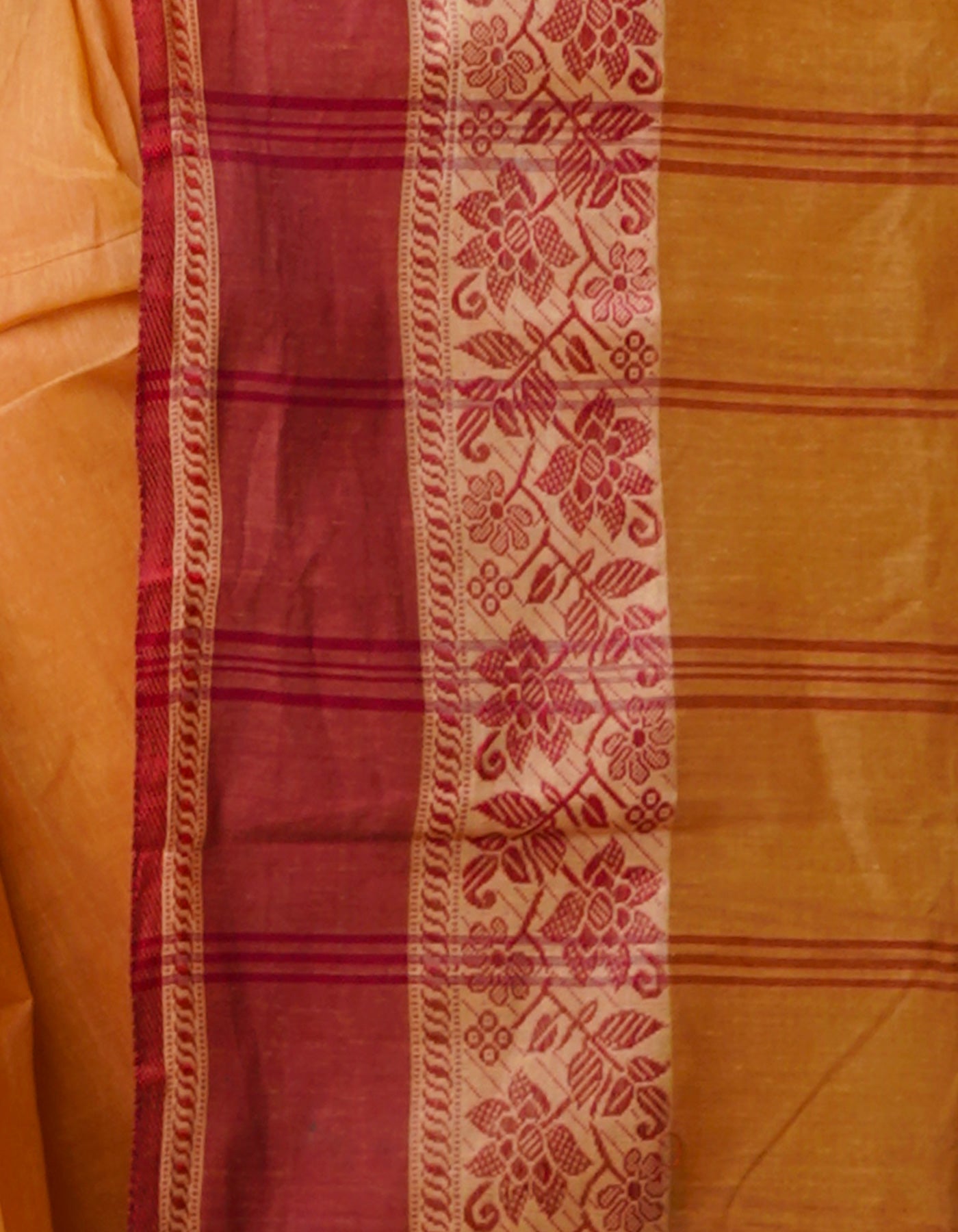 Pale Orange Pure  Handloom Superfine Bengal Cotton Saree-UNM69653
