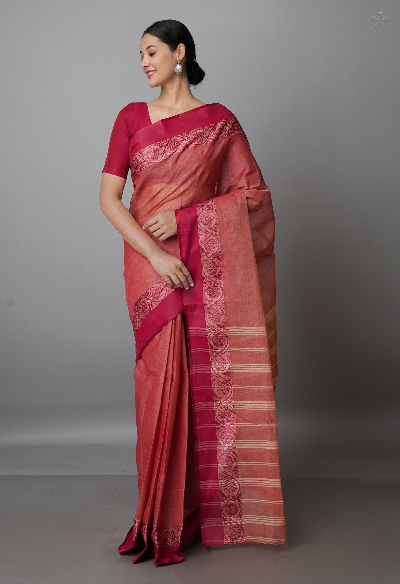 Red Pure  Handloom Superfine Bengal Cotton Saree-UNM69655