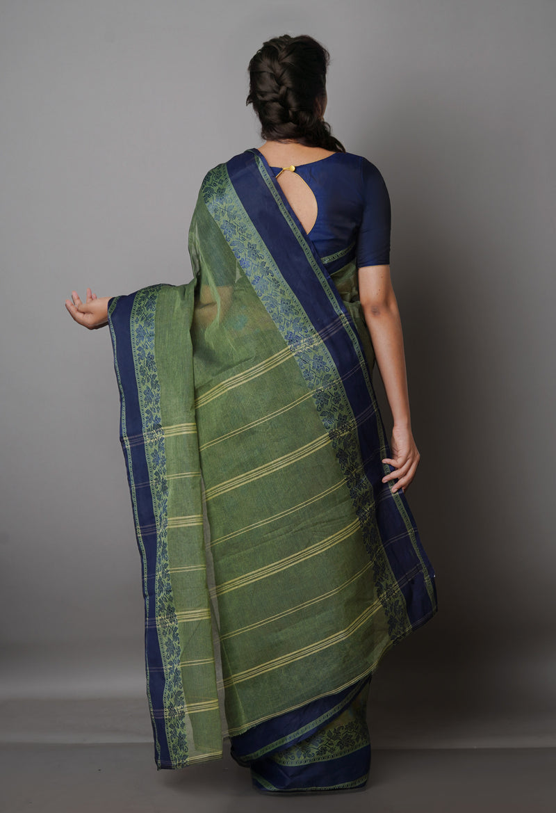 Green Pure  Handloom Superfine Bengal Cotton Saree-UNM69656