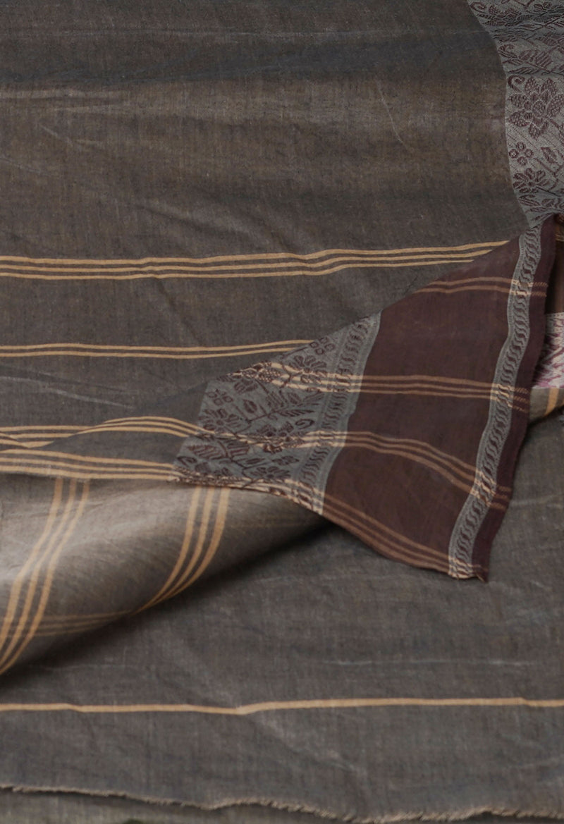Brown Pure  Handloom Superfine Bengal Cotton Saree-UNM69657