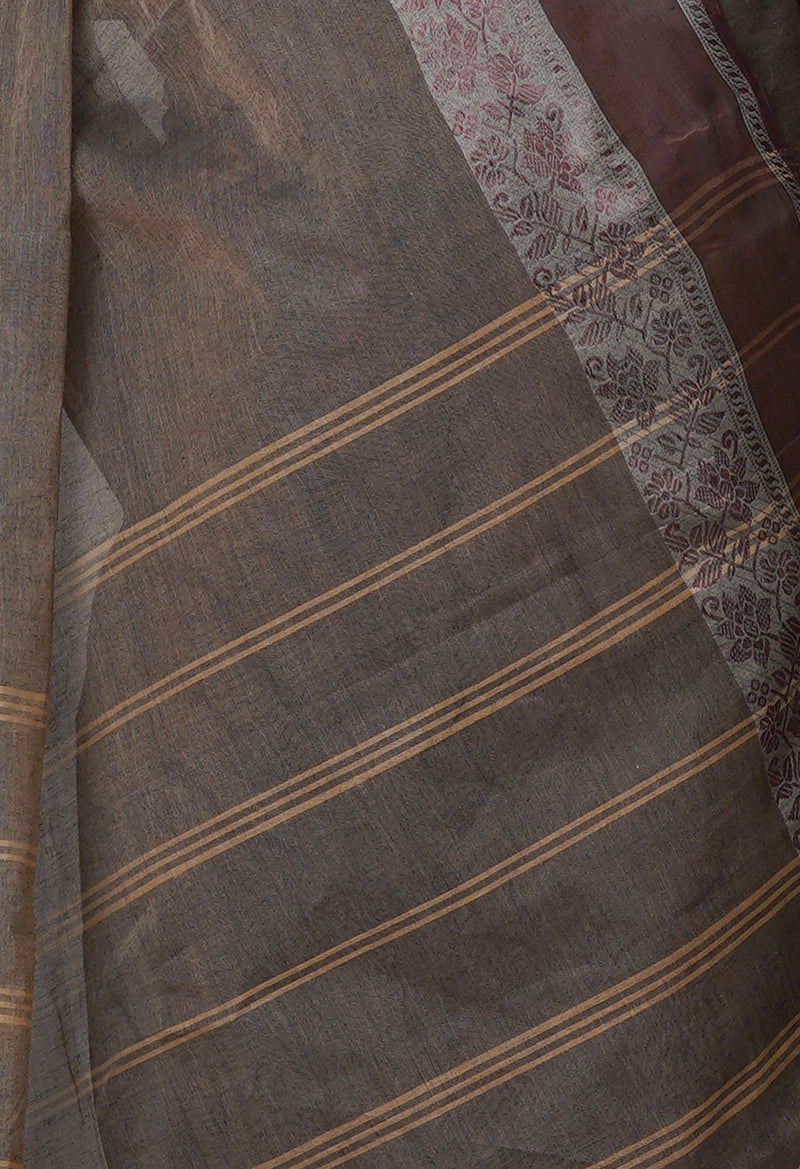 Brown Pure  Handloom Superfine Bengal Cotton Saree-UNM69657