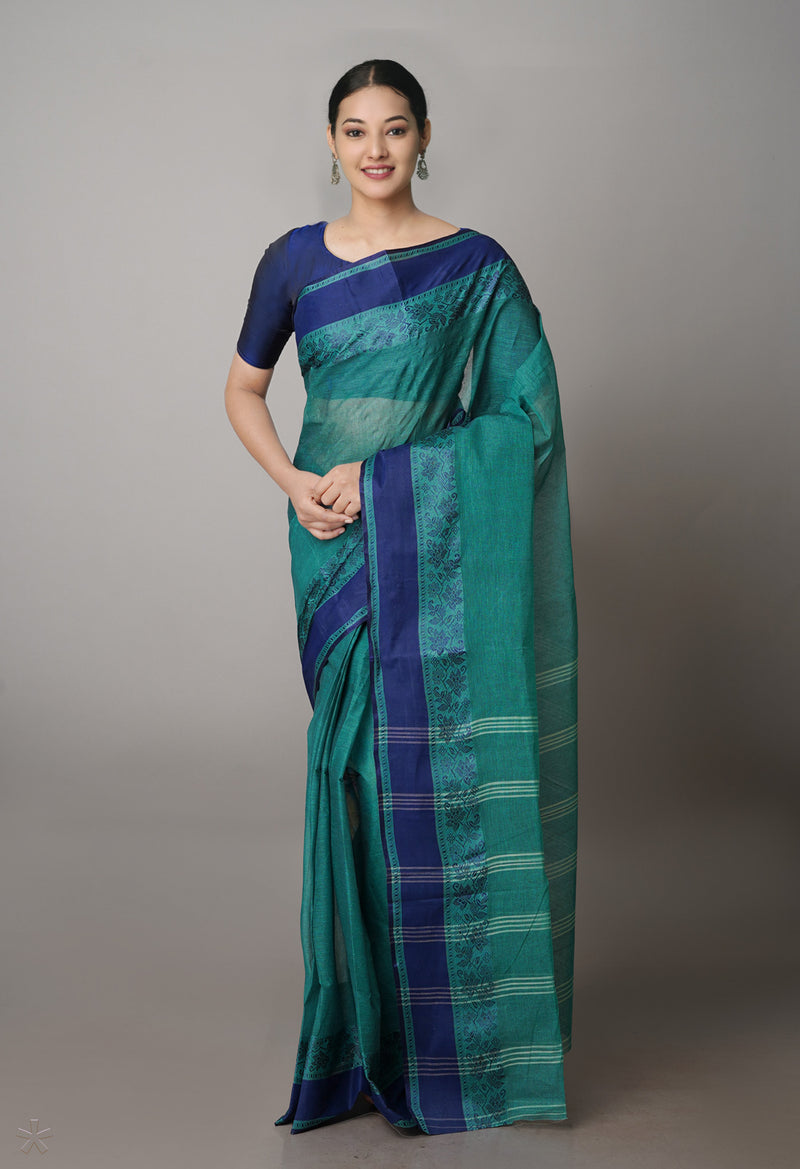 Green Pure  Handloom Superfine Bengal Cotton Saree-UNM69658