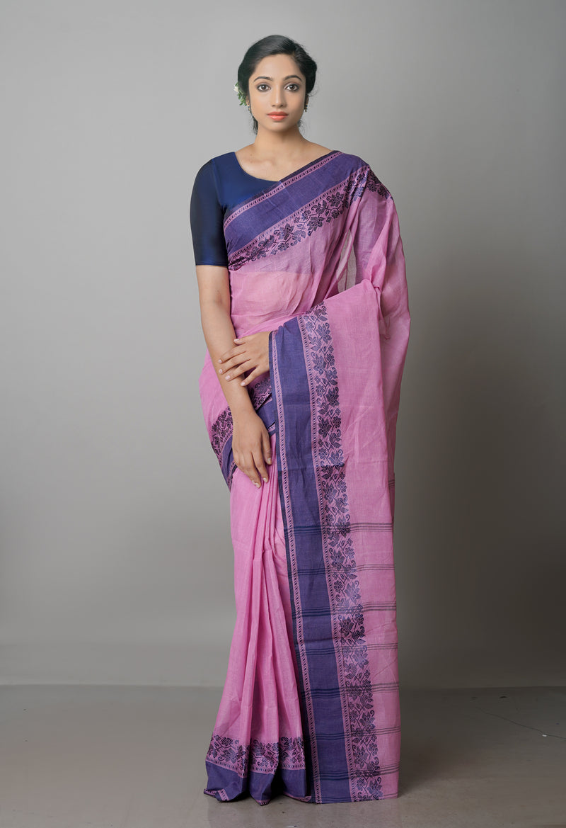 Pink Pure  Handloom Superfine Bengal Cotton Saree-UNM69659
