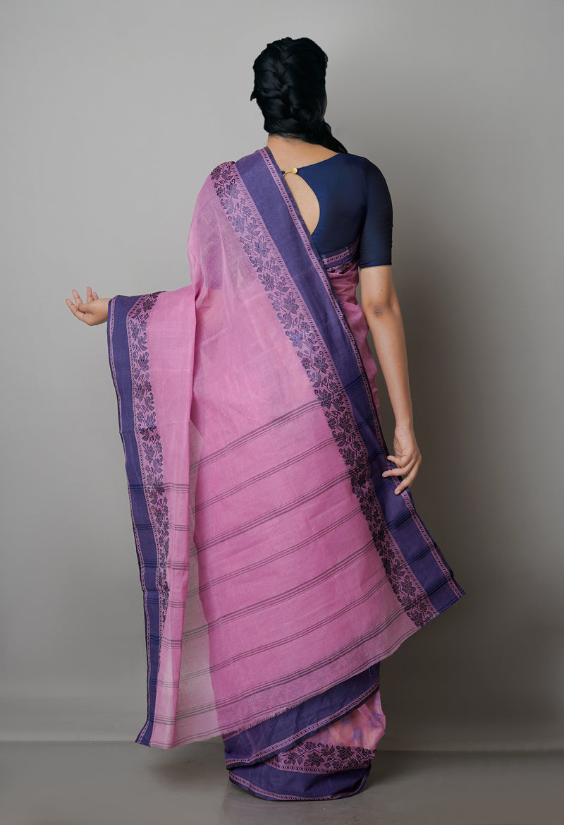 Pink Pure  Handloom Superfine Bengal Cotton Saree-UNM69659
