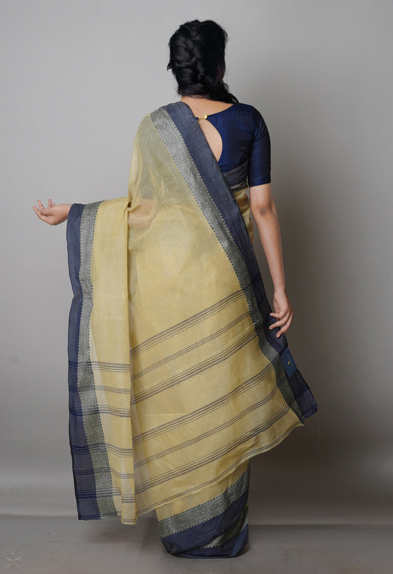 Beige Pure  Handloom Superfine Bengal Cotton Saree-UNM69667