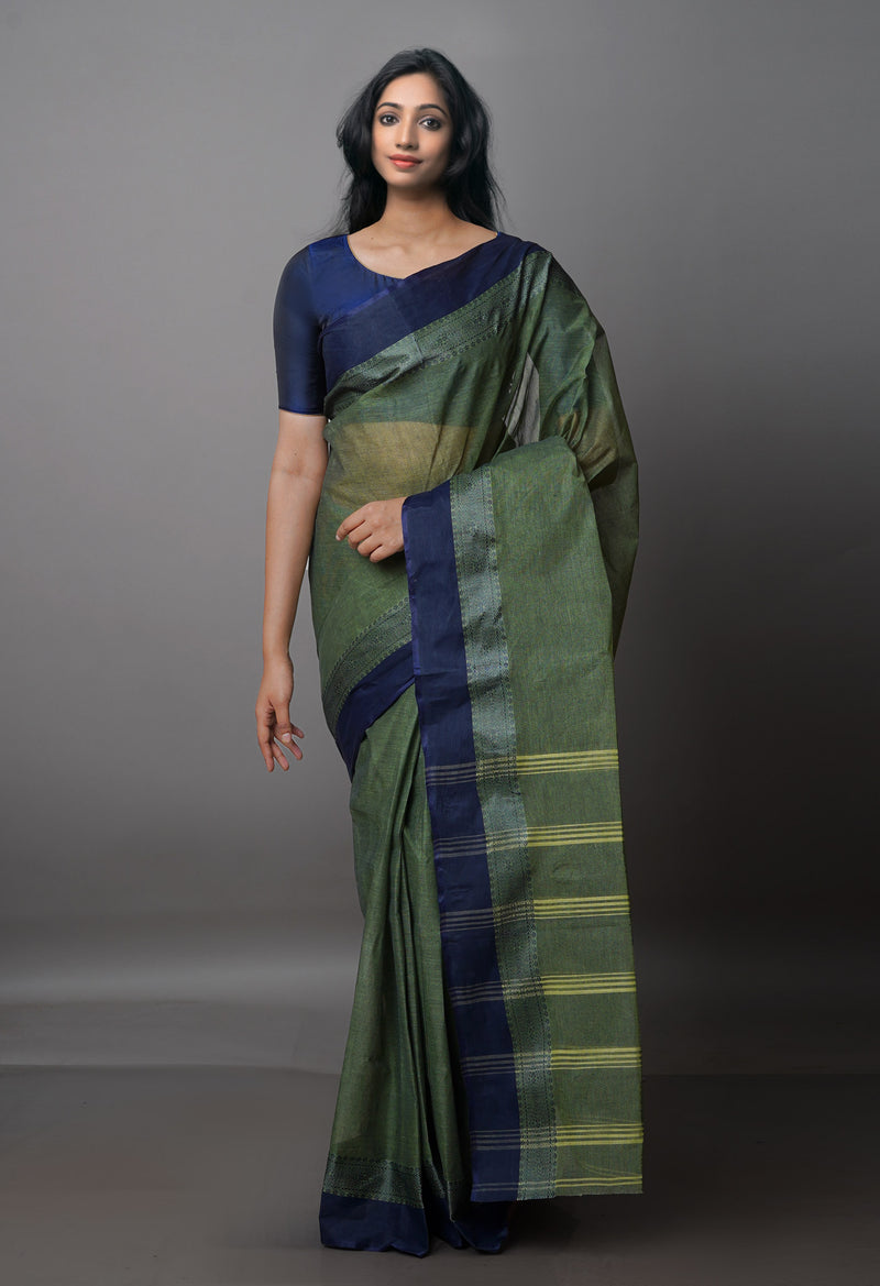 Green Pure  Handloom Superfine Bengal Cotton Saree-UNM69669
