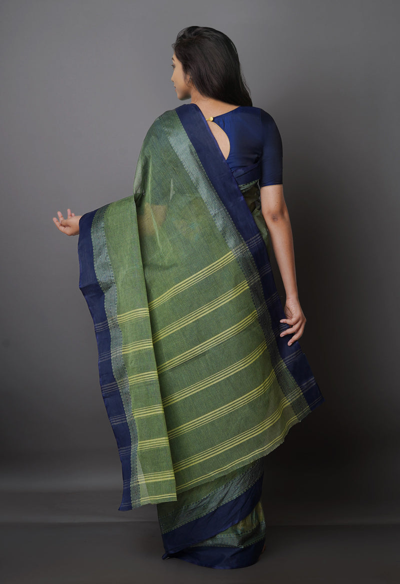 Green Pure  Handloom Superfine Bengal Cotton Saree-UNM69669