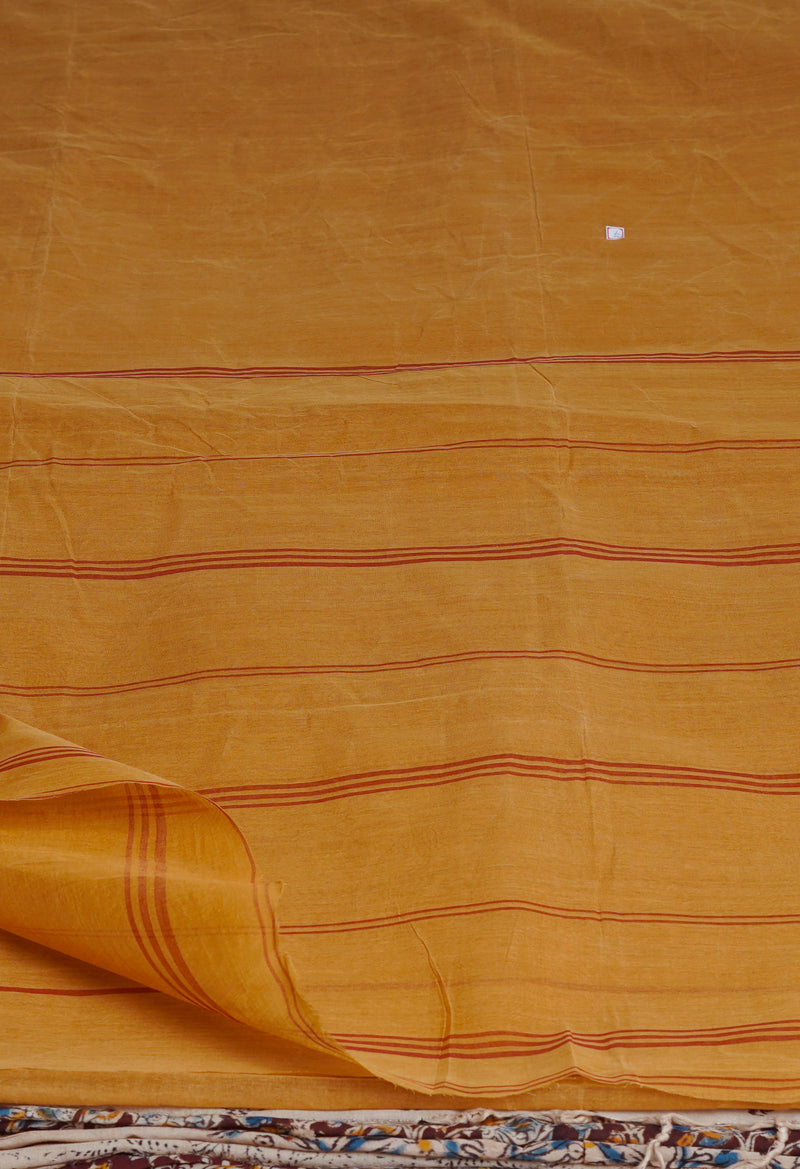British Tan Brown Pure  Handloom Superfine Bengal Cotton Saree-UNM69672