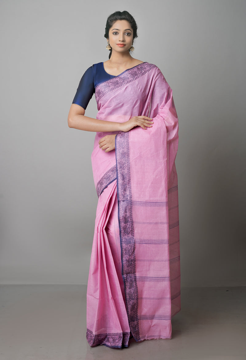 Pink Pure  Handloom Superfine Bengal Cotton Saree-UNM69673