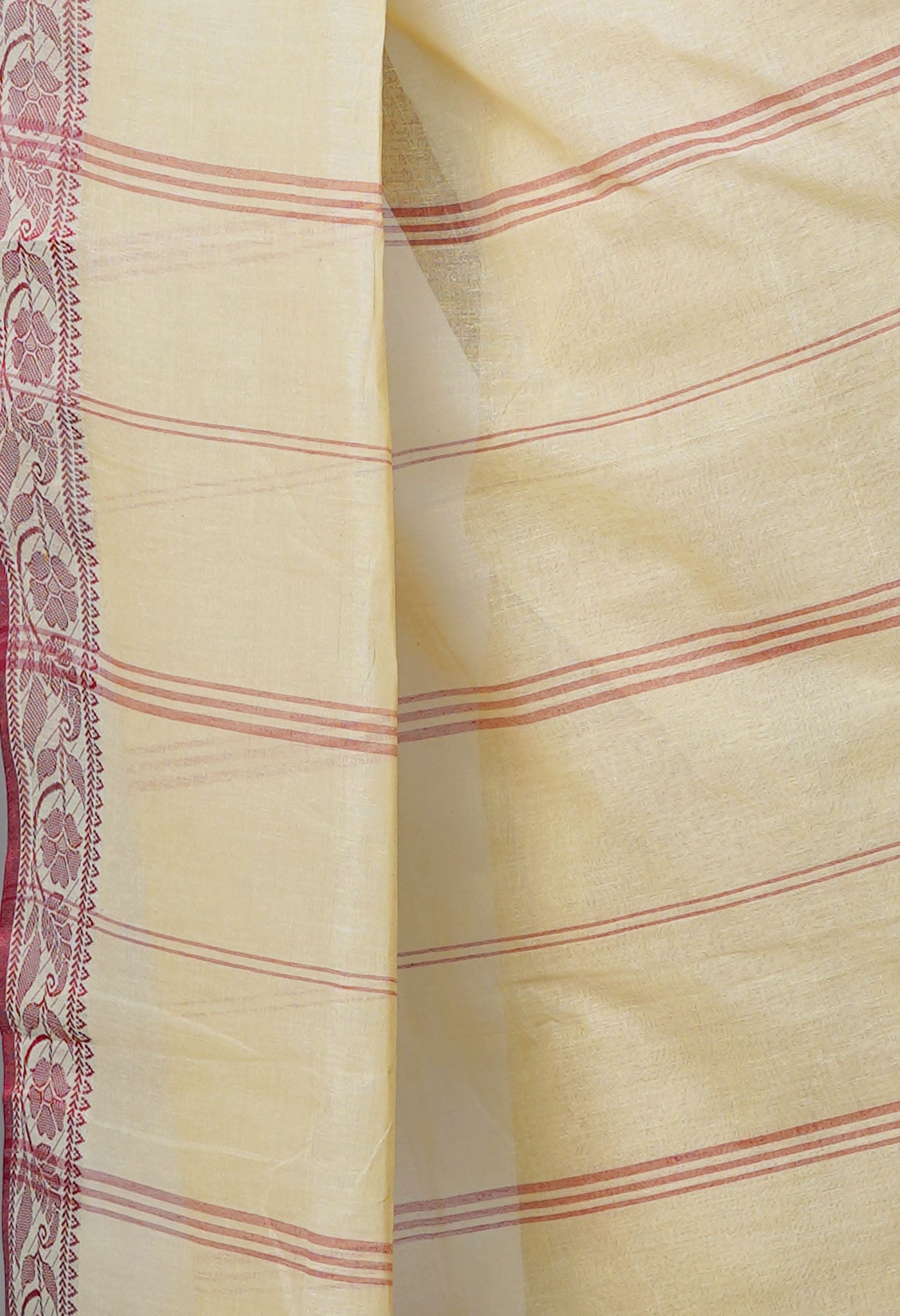 Beige Pure  Handloom Superfine Bengal Cotton Saree-UNM69676
