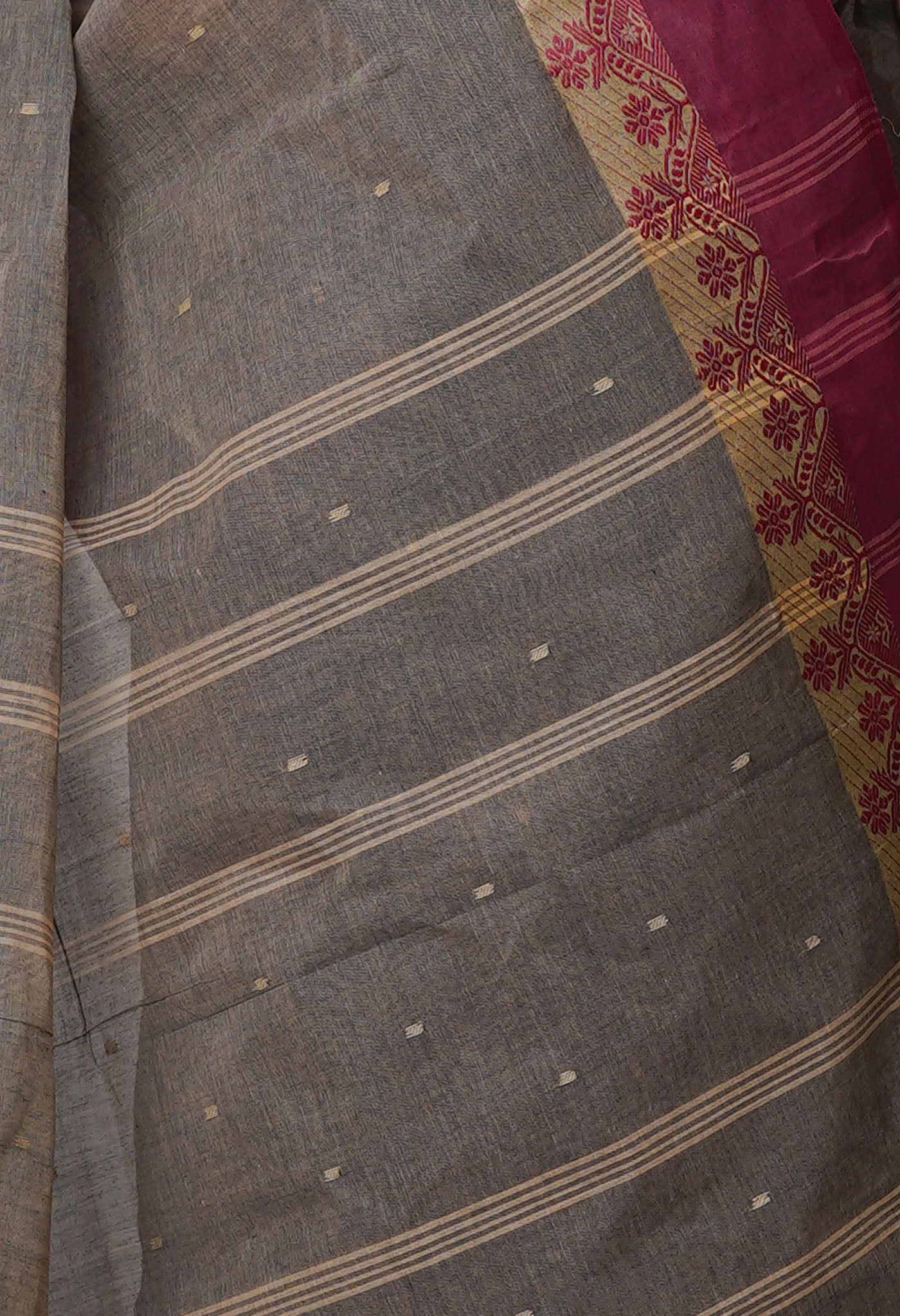Brown Pure  Handloom Superfine Bengal Cotton Saree-UNM69687