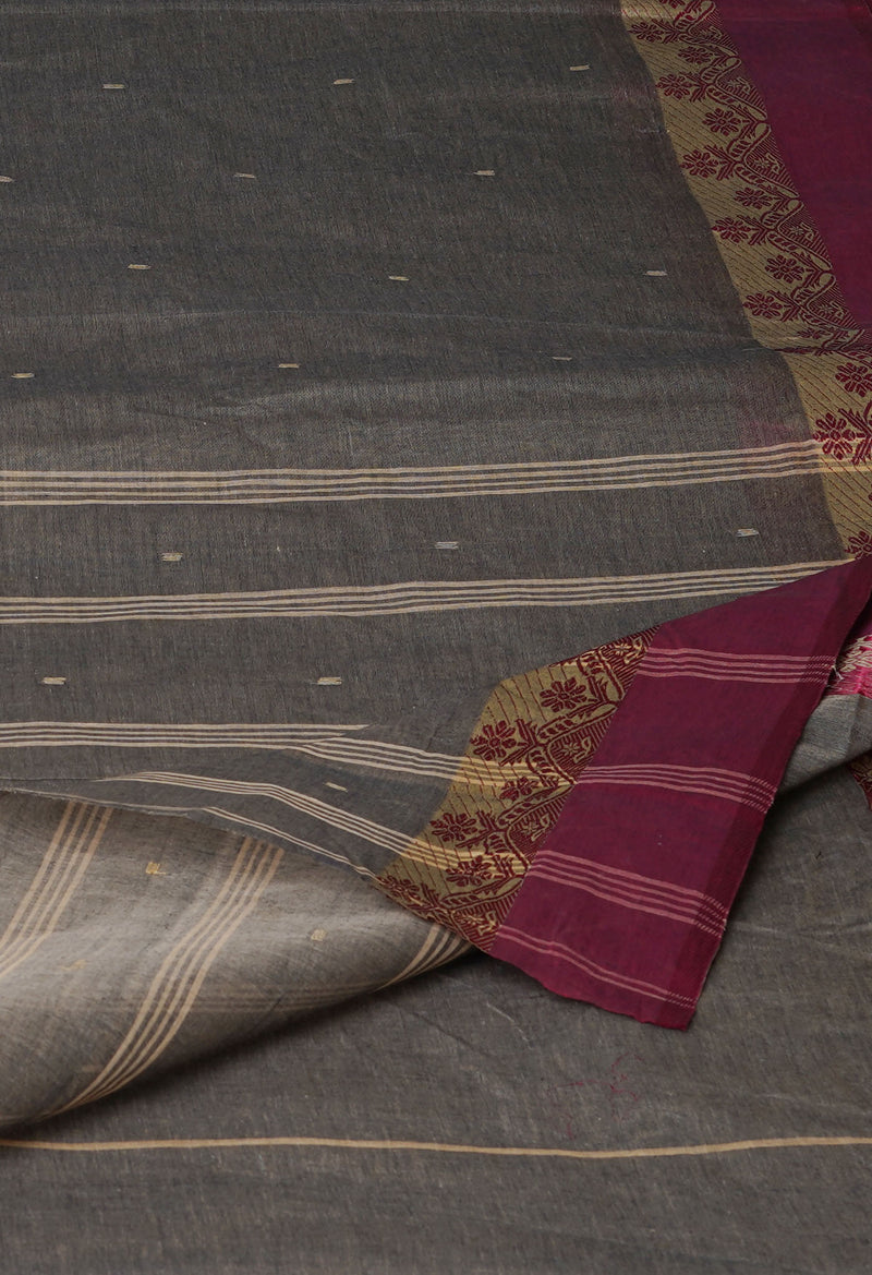 Brown Pure  Handloom Superfine Bengal Cotton Saree-UNM69687