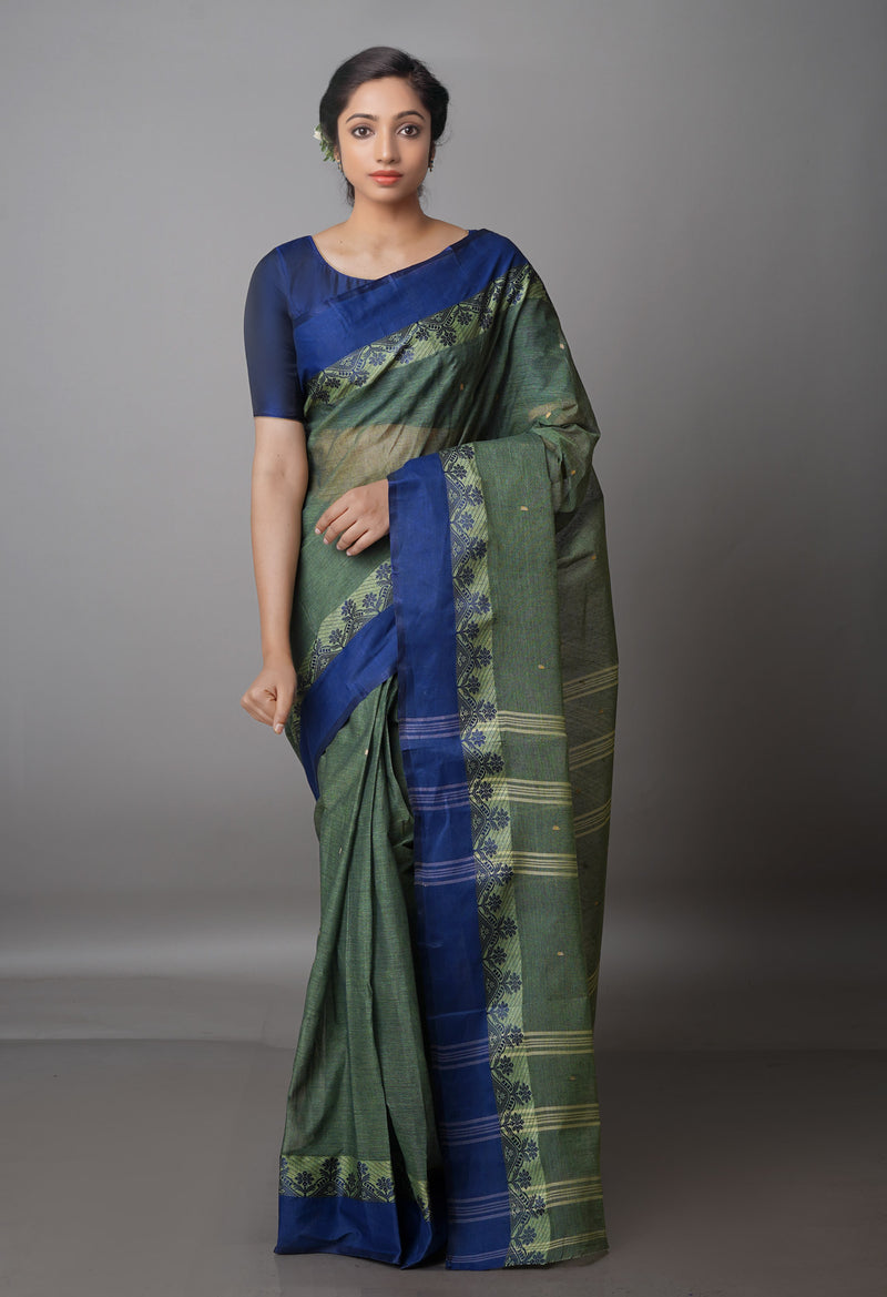 Green Pure  Handloom Superfine Bengal Cotton Saree-UNM69691