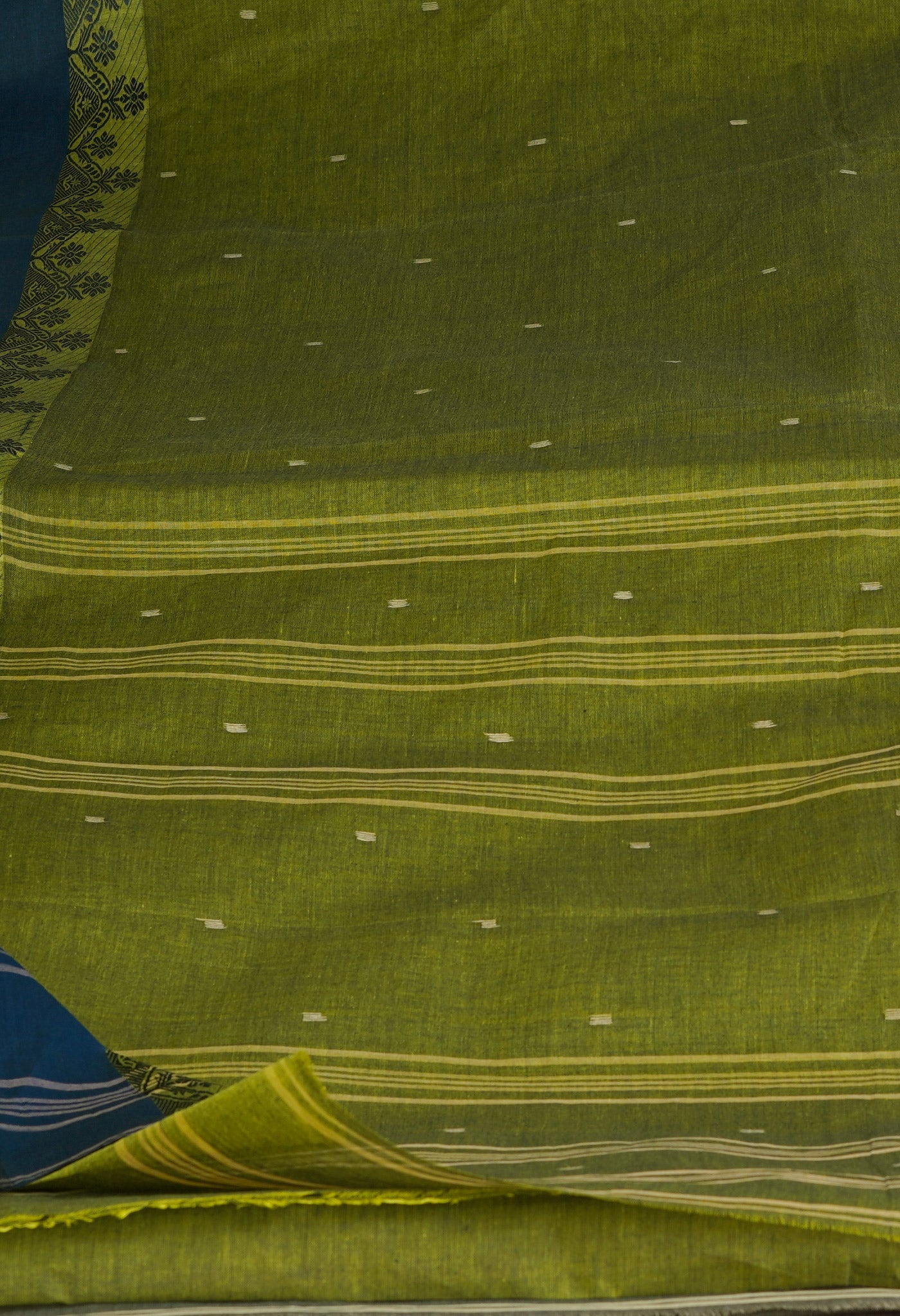 Mehindi Green Pure  Handloom Superfine Bengal Cotton Saree-UNM69692