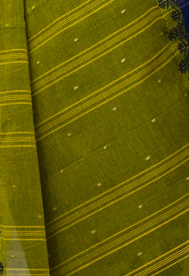 Mehindi Green Pure  Handloom Superfine Bengal Cotton Saree-UNM69692