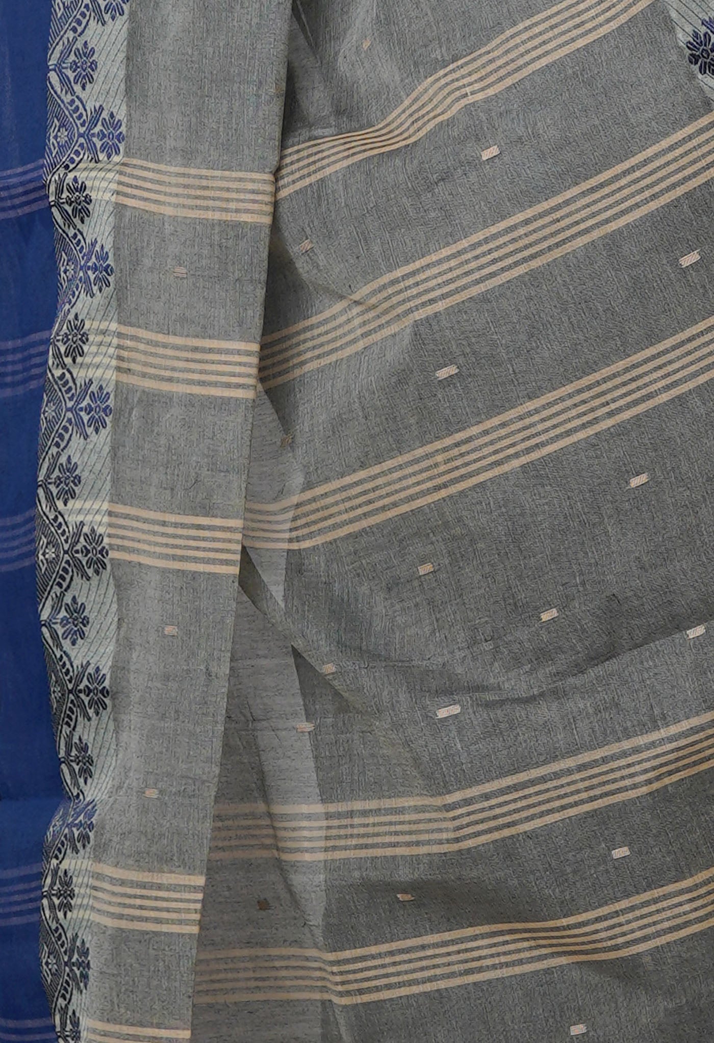 Grey Pure  Handloom Superfine Bengal Cotton Saree-UNM69693