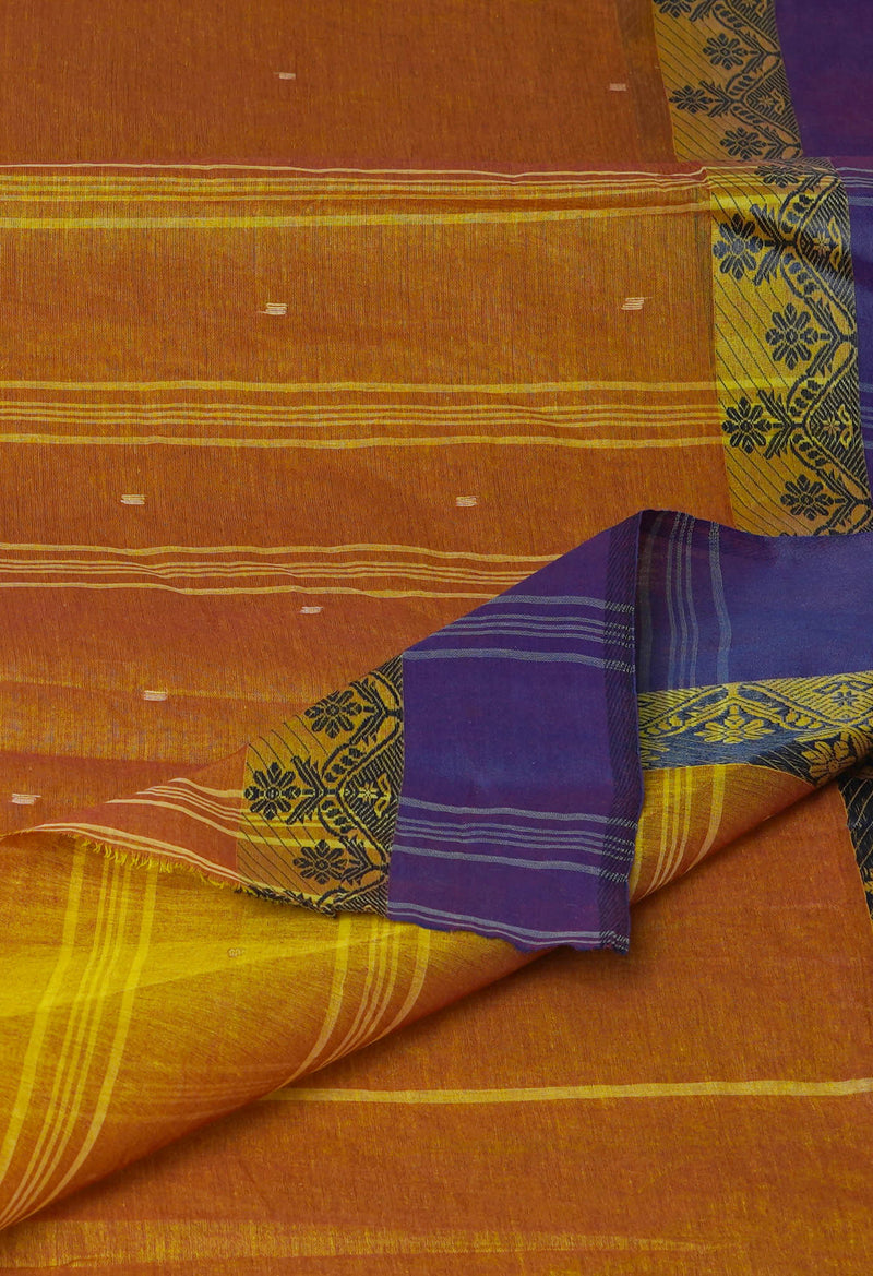 Mustard Yellow Pure  Handloom Superfine Bengal Cotton Saree-UNM69694