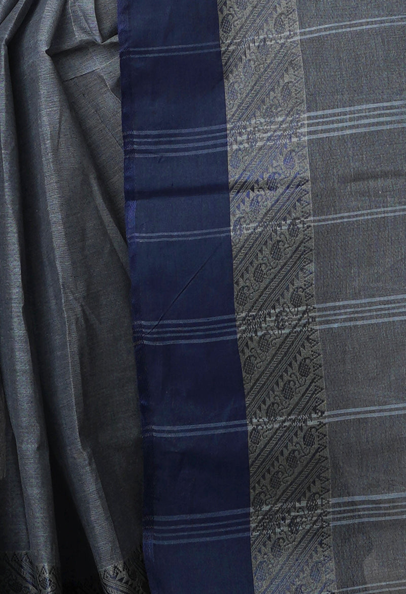 Grey Pure  Handloom Superfine Bengal Cotton Saree-UNM69700
