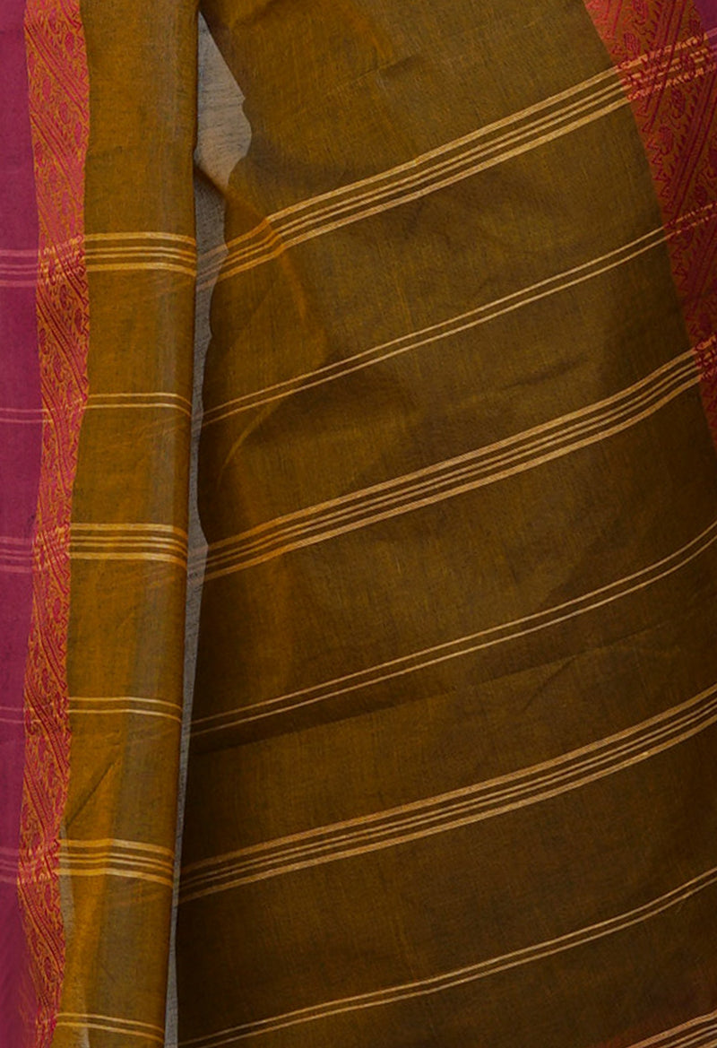 Brown Pure  Handloom Superfine Bengal Cotton Saree-UNM69702
