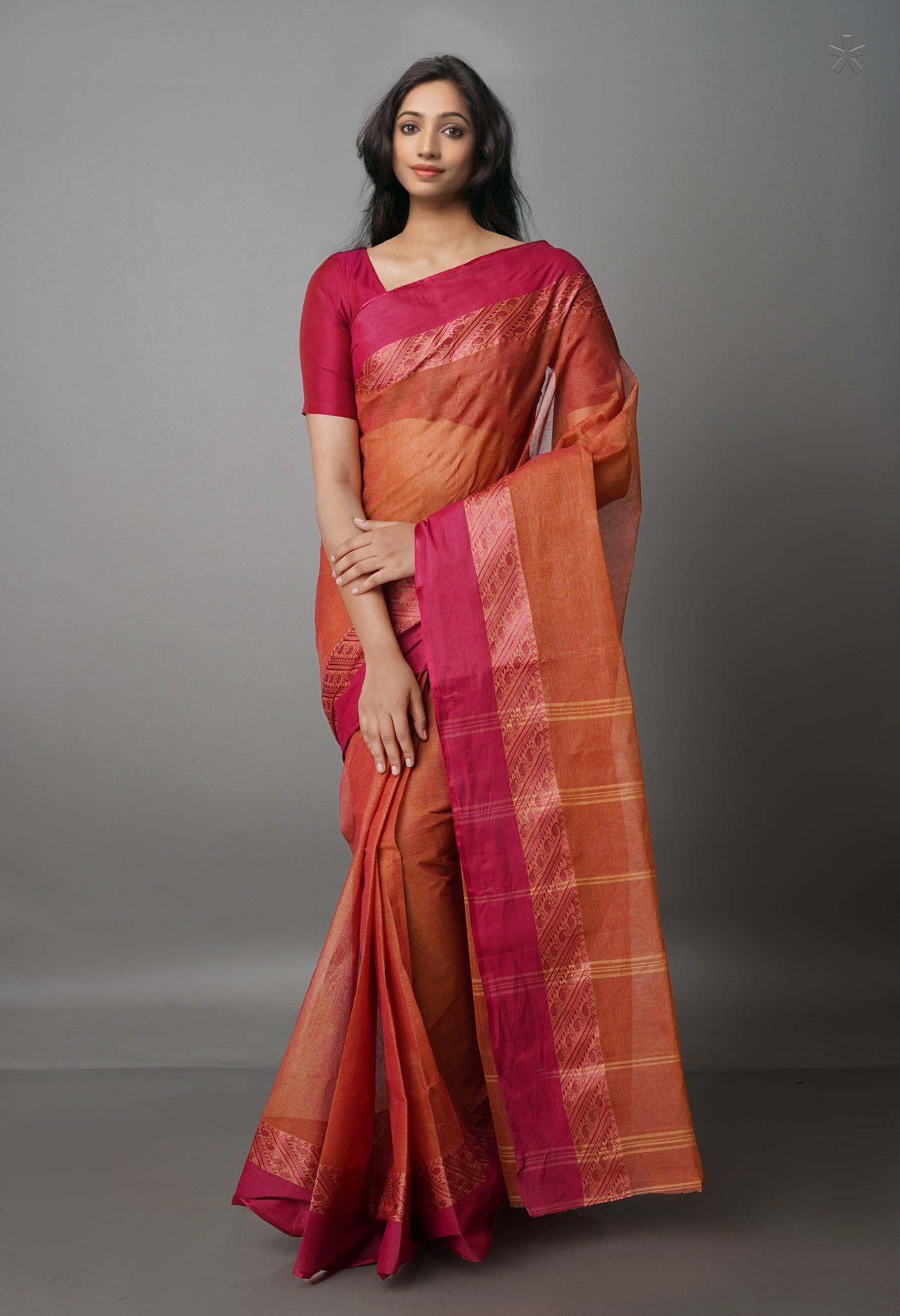Red Pure  Handloom Superfine Bengal Cotton Saree-UNM69704