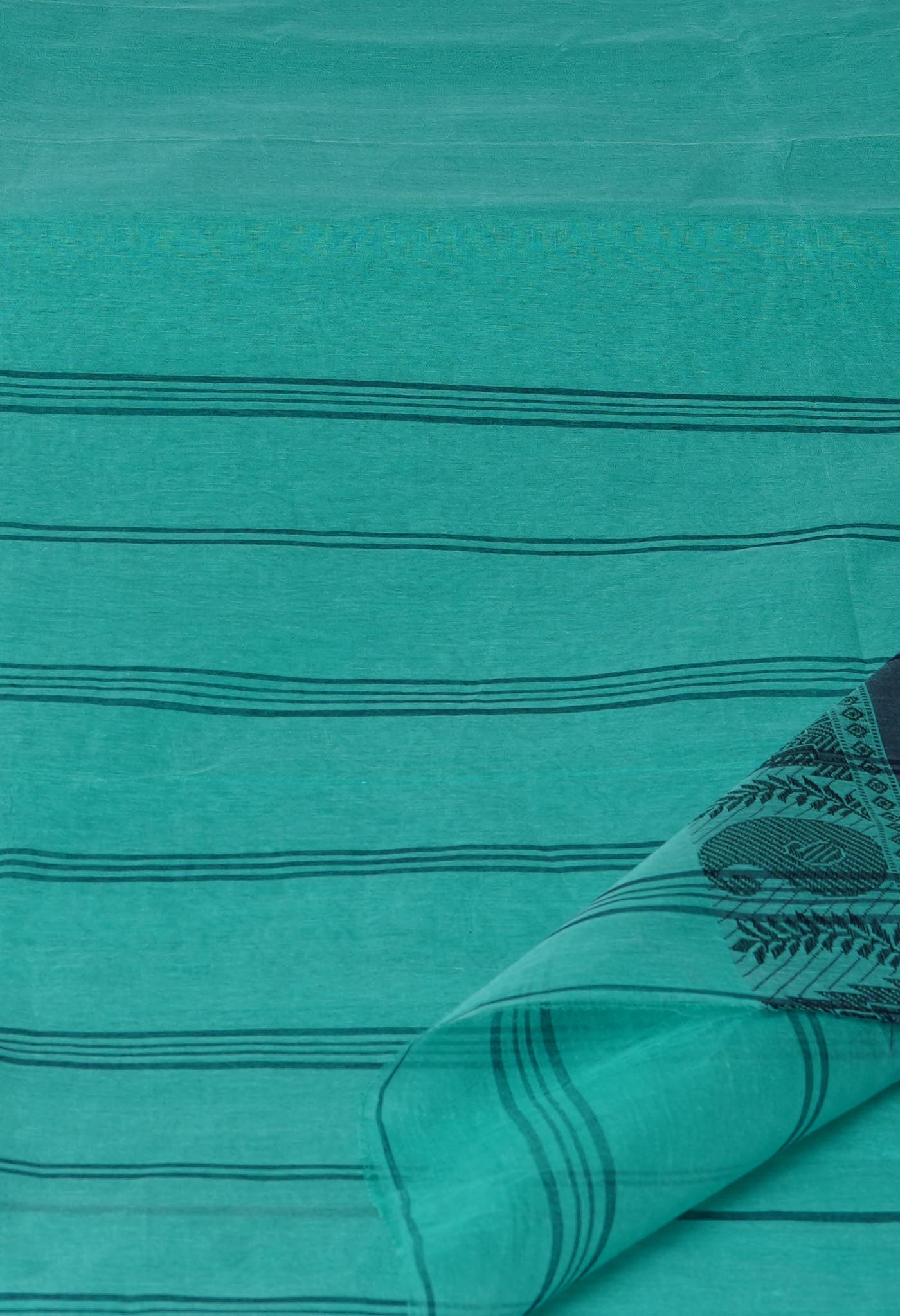 Turquoise Blue Pure  Handloom Superfine Bengal Cotton Saree-UNM69713