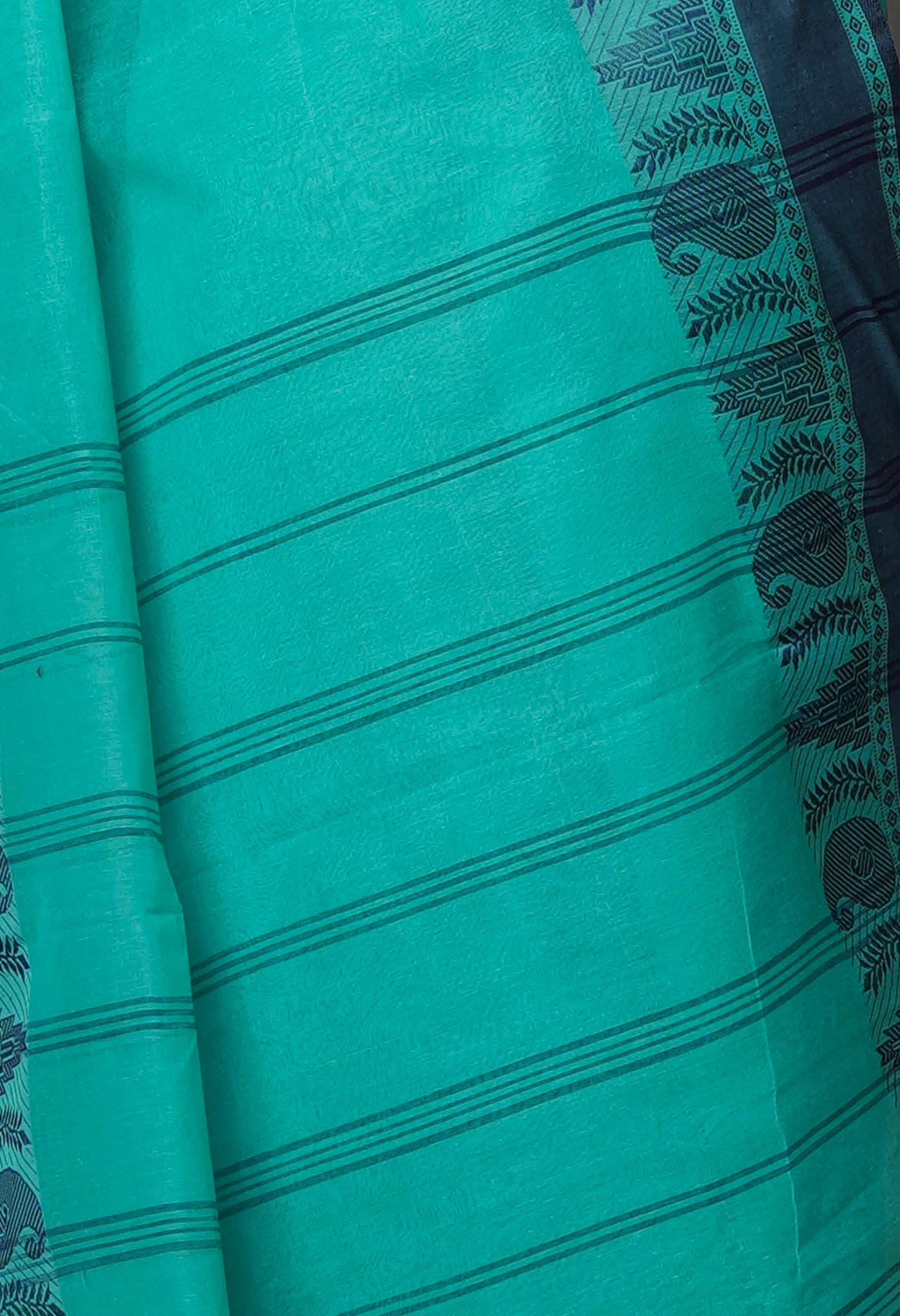 Turquoise Blue Pure  Handloom Superfine Bengal Cotton Saree-UNM69713