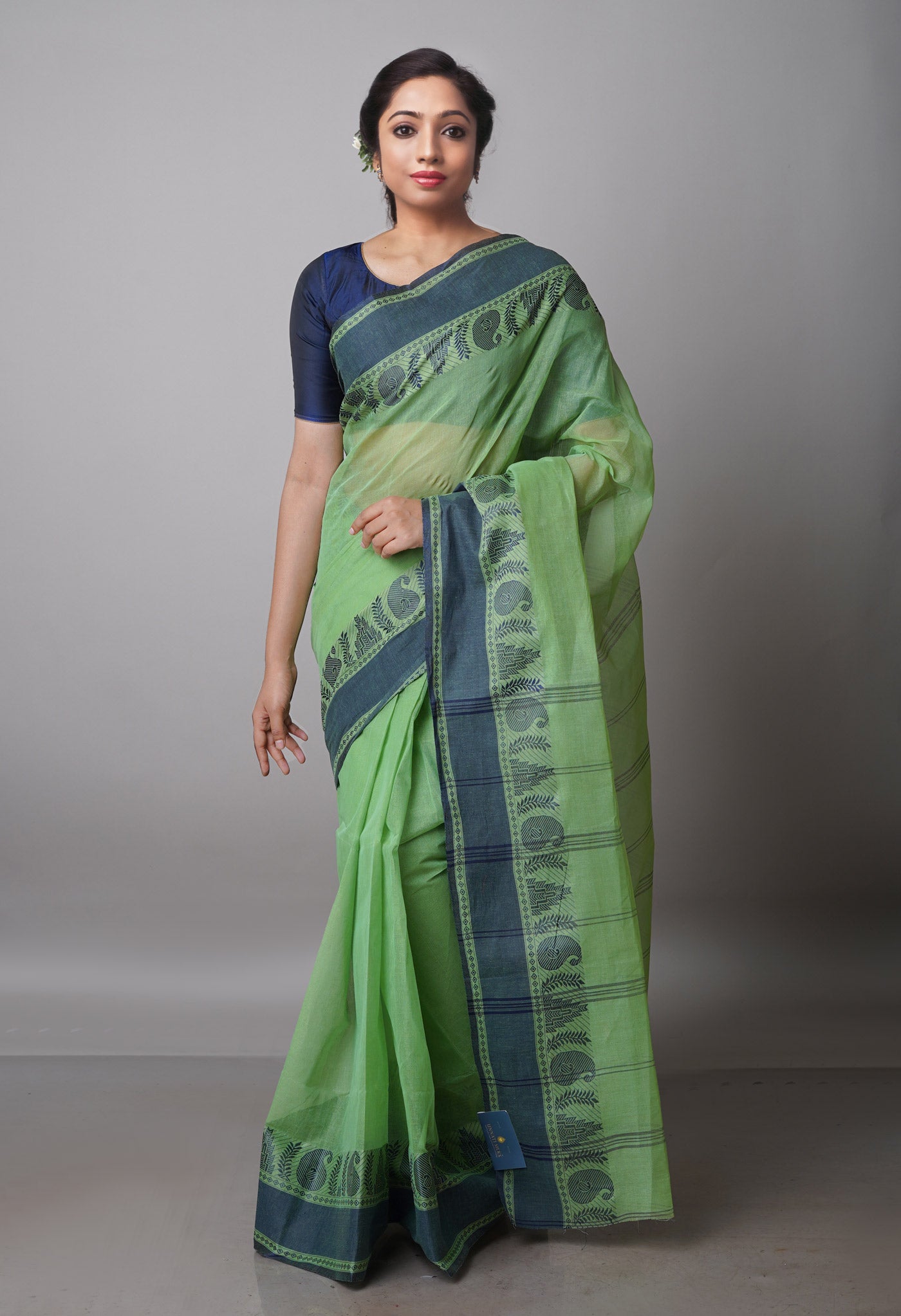 Green Pure  Handloom Superfine Bengal Cotton Saree-UNM69716