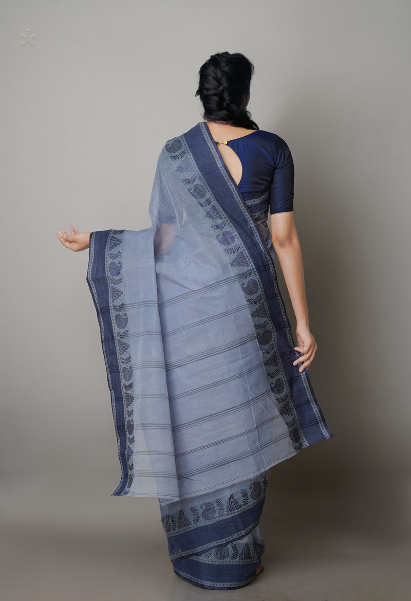 Grey Pure  Handloom Superfine Bengal Cotton Saree-UNM69719