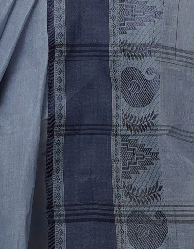 Grey Pure  Handloom Superfine Bengal Cotton Saree-UNM69719