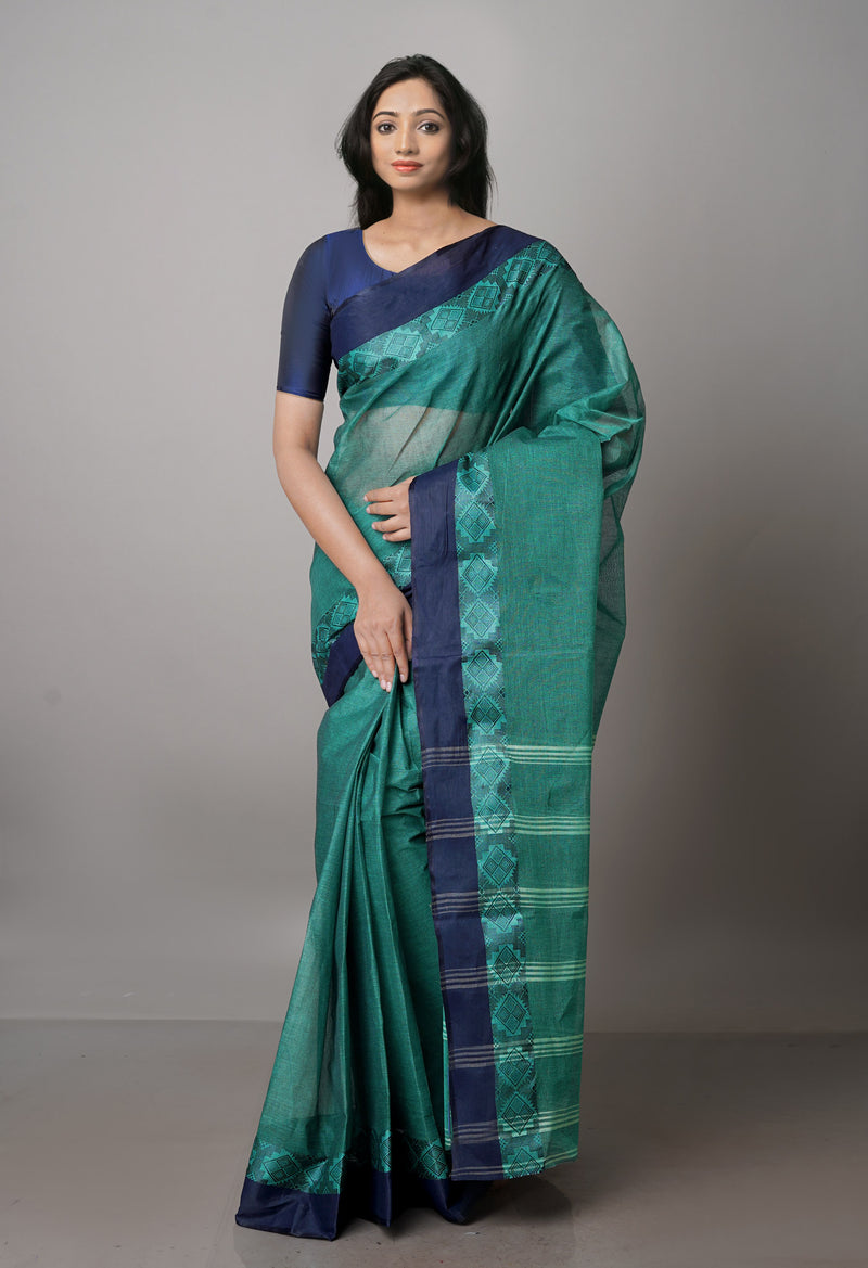 Green Pure  Handloom Superfine Bengal Cotton Saree-UNM69731
