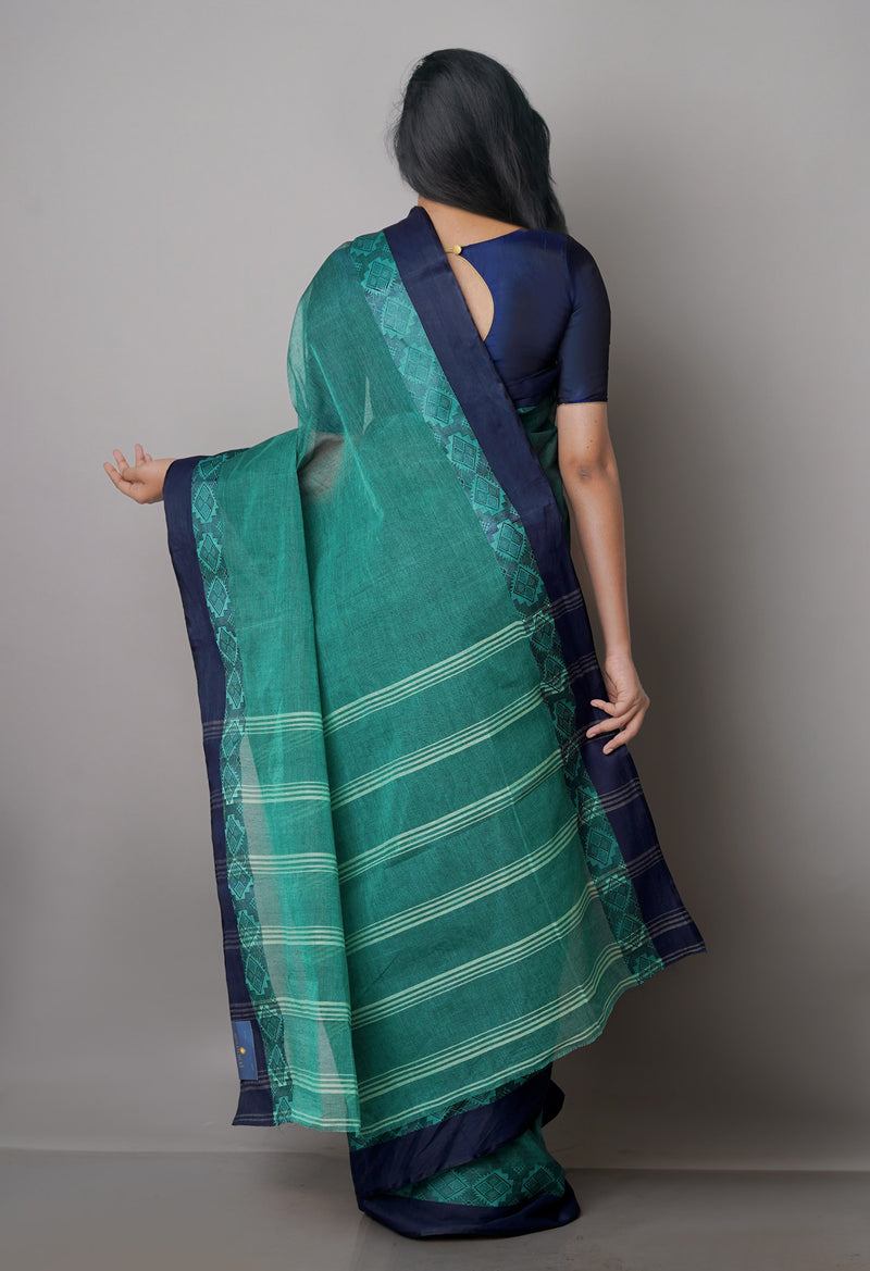 Green Pure  Handloom Superfine Bengal Cotton Saree-UNM69731
