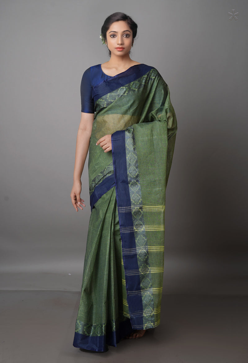 Green Pure  Handloom Superfine Bengal Cotton Saree-UNM69732