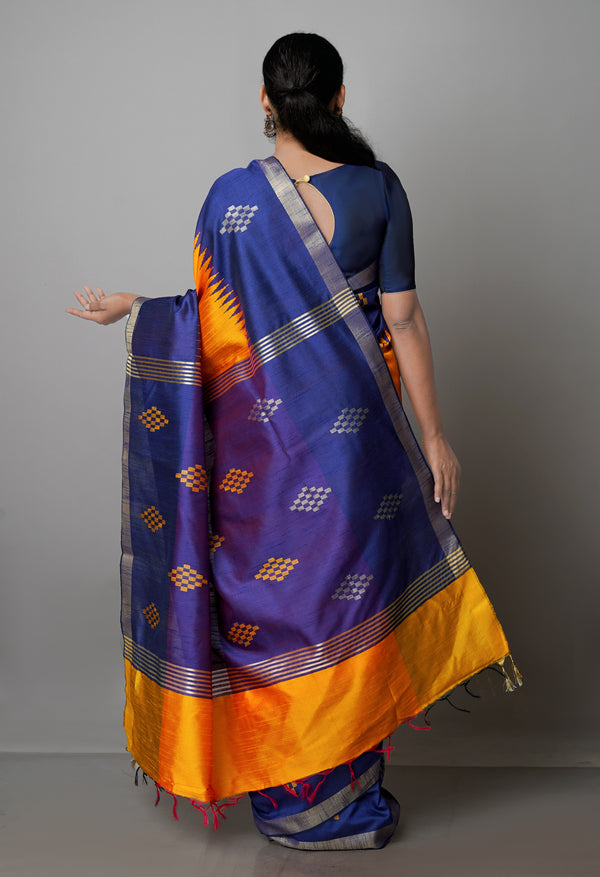 Turmeric Yellow  Dupion  Silk Saree-UNM69738