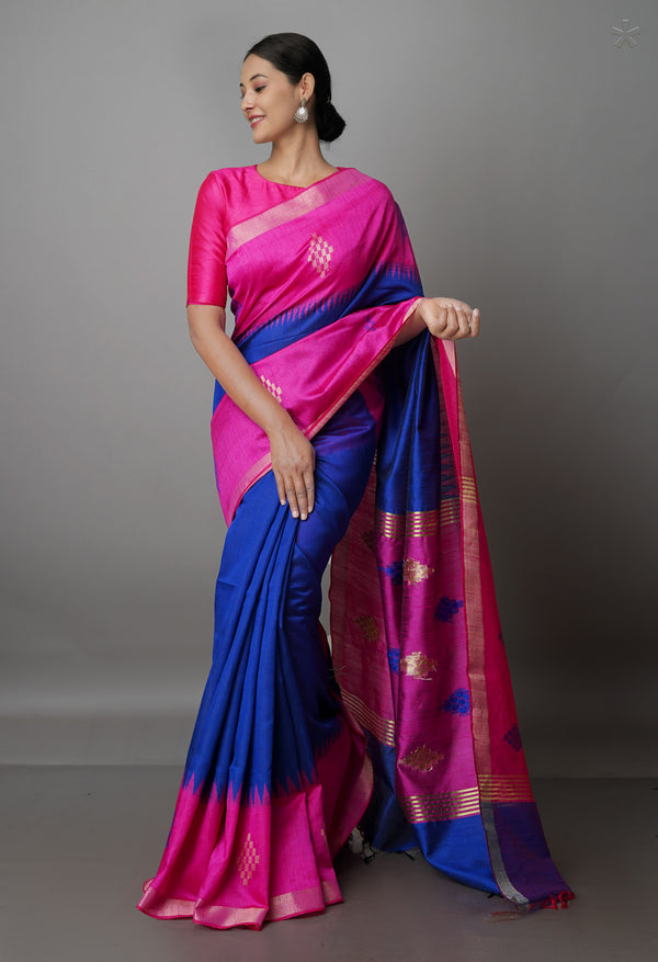 Navy Blue  Dupion  Silk Saree-UNM69739