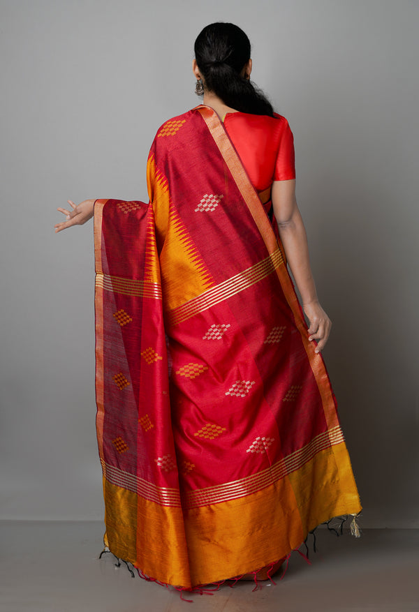 Mustard Yellow  Dupion  Silk Saree-UNM69740