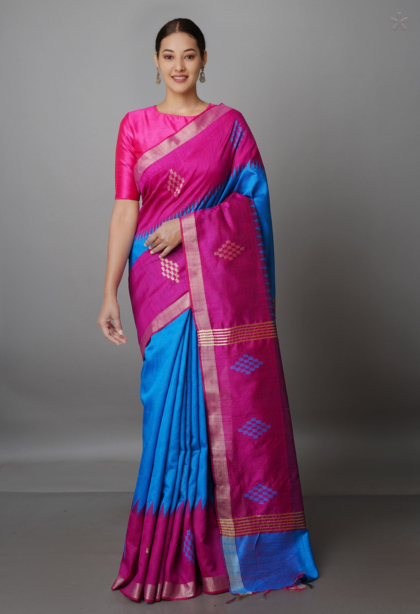 Blue  Dupion  Silk Saree-UNM69741