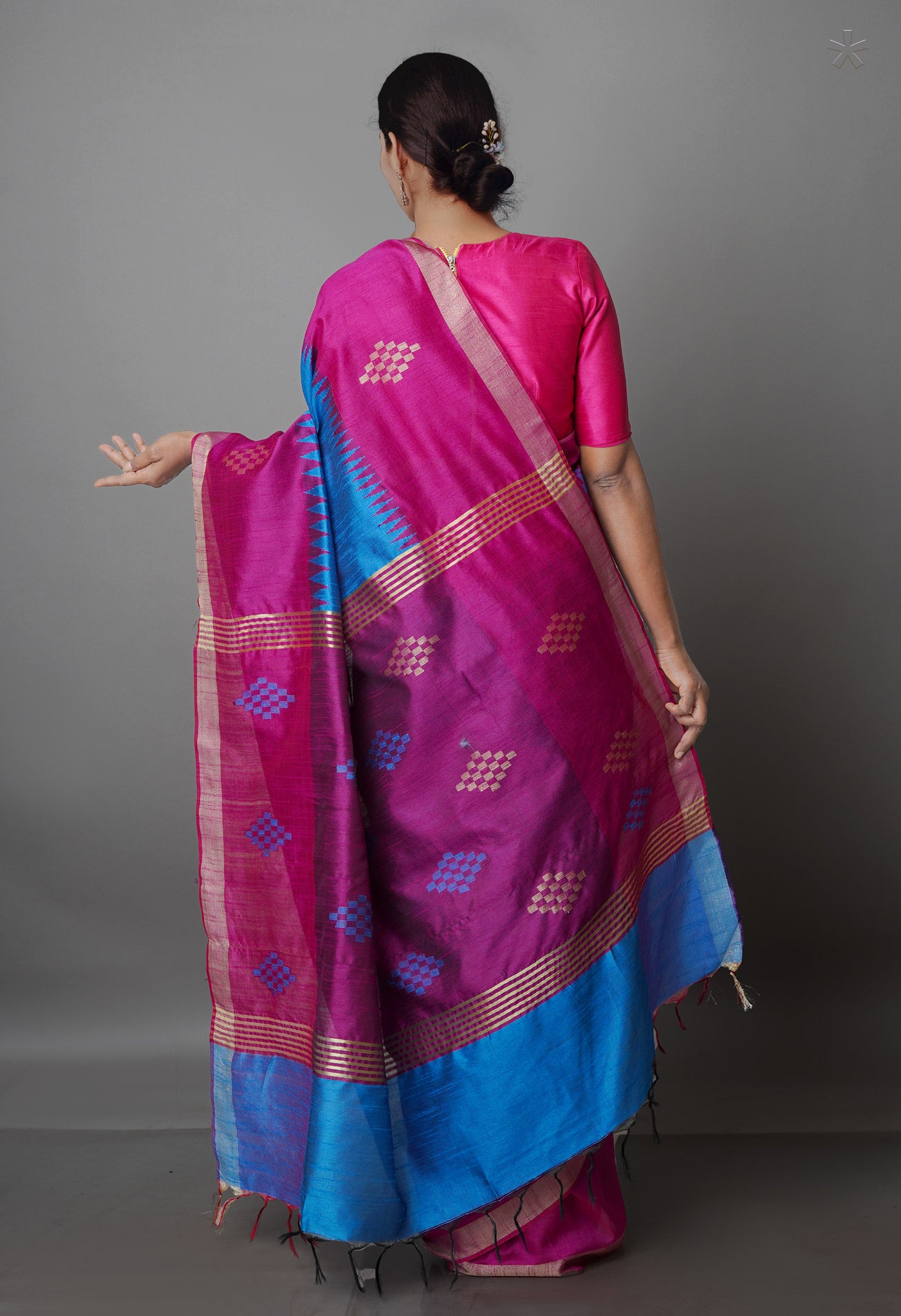 Blue  Dupion  Silk Saree-UNM69741
