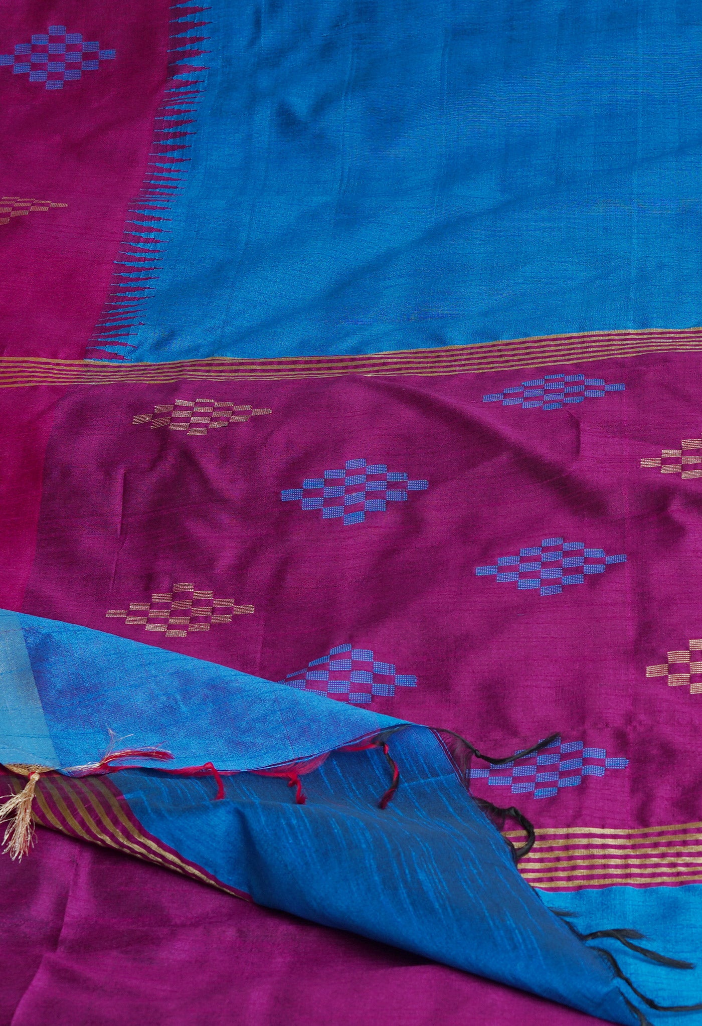 Blue  Dupion  Silk Saree-UNM69741