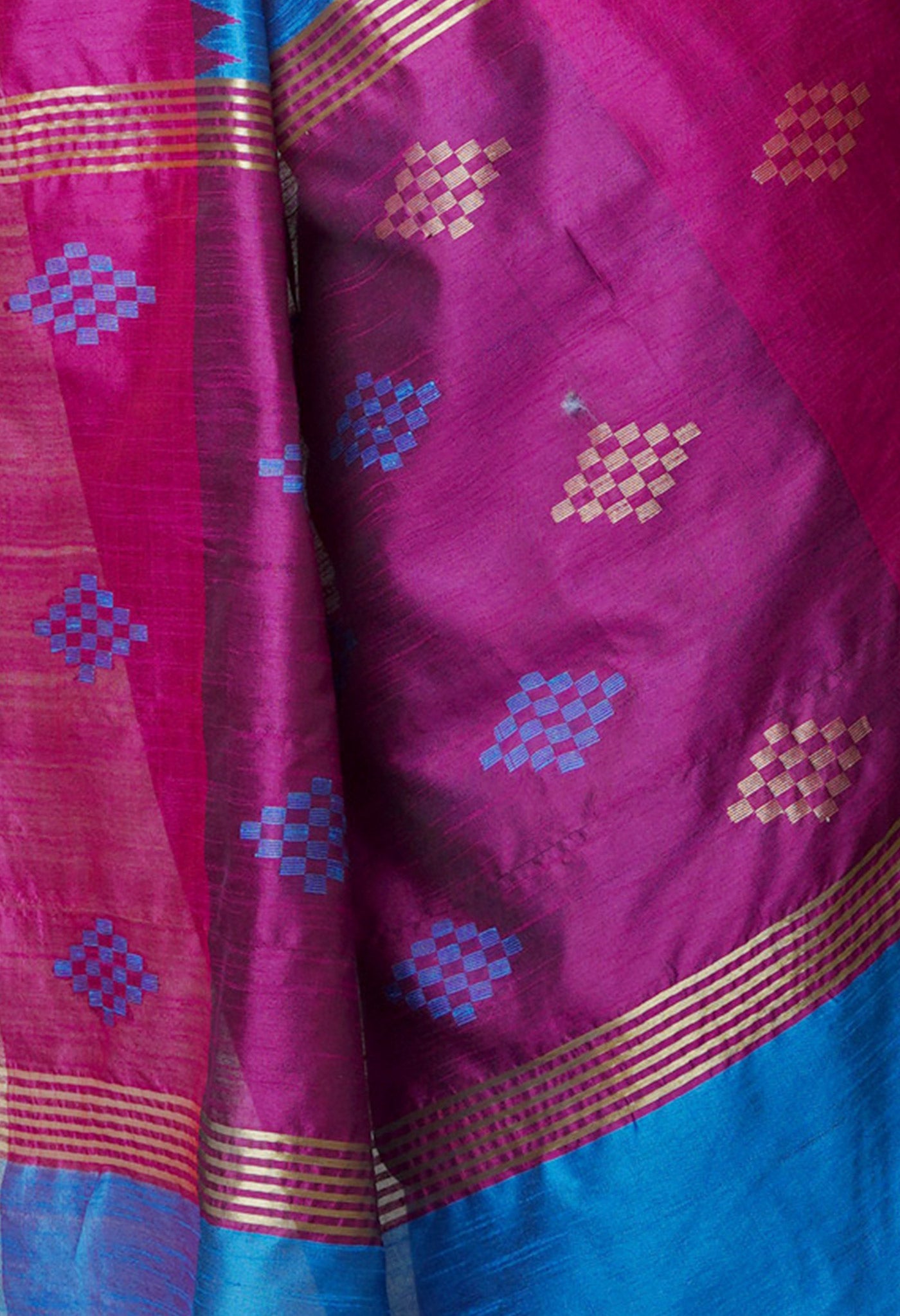 Blue  Dupion  Silk Saree-UNM69741