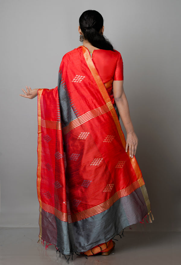 Grey  Dupion  Silk Saree-UNM69742