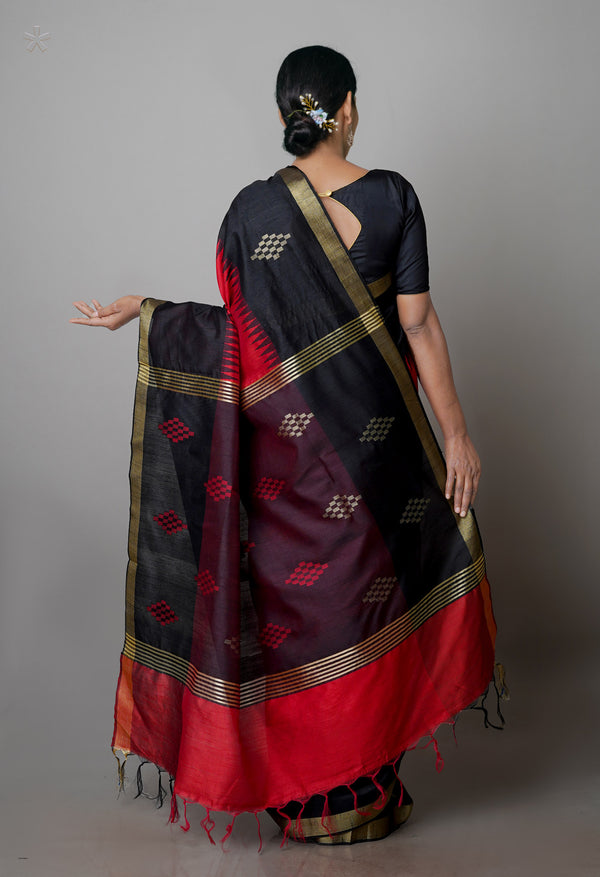 Candy Red  Dupion  Silk Saree-UNM69744