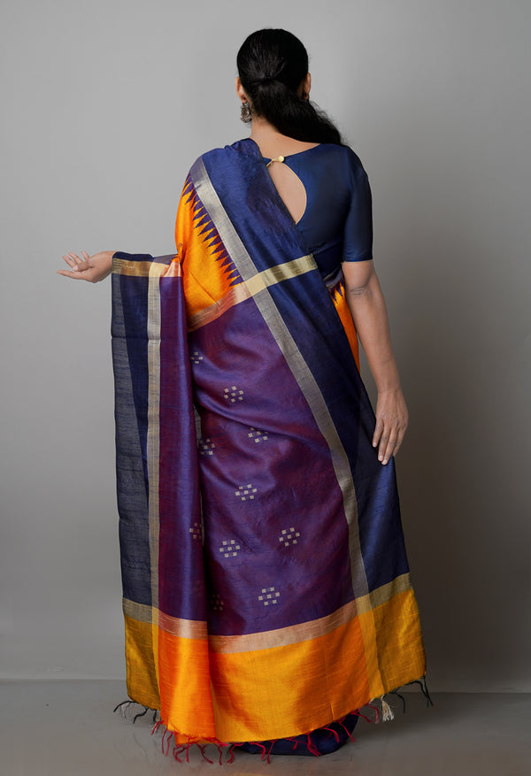 Turmeric Yellow  Dupion  Silk Saree-UNM69748