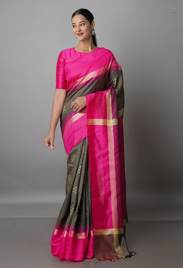 Cedar Brown Dupion  Silk Saree-UNM69749