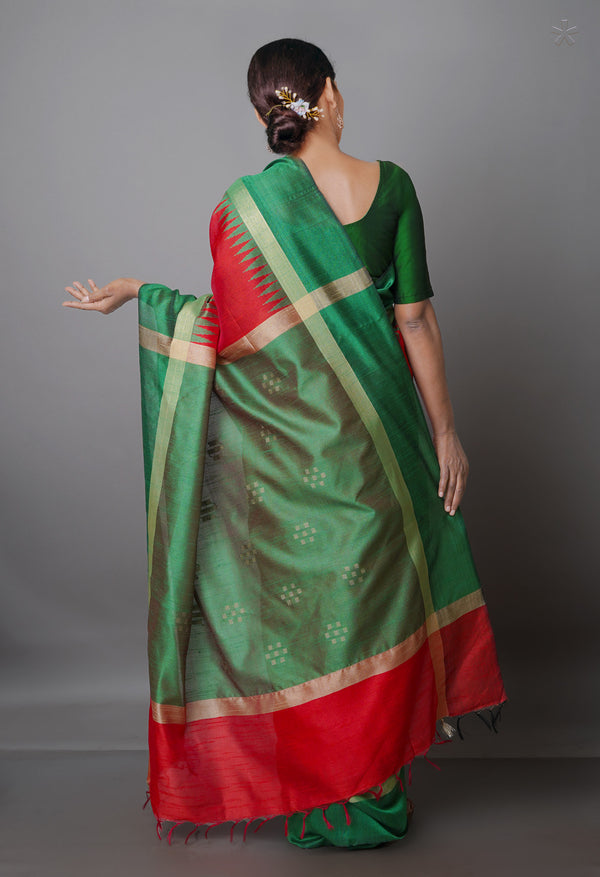 Red  Dupion  Silk Saree-UNM69751