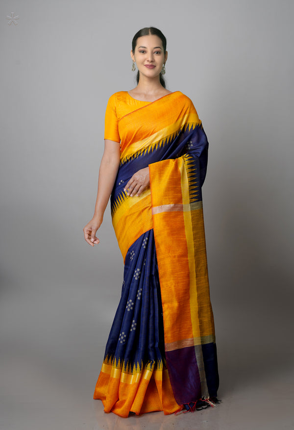 Navy Blue  Dupion  Silk Saree-UNM69752