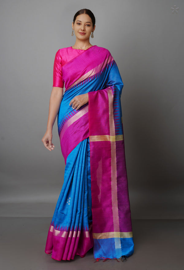 Blue  Dupion  Silk Saree-UNM69753